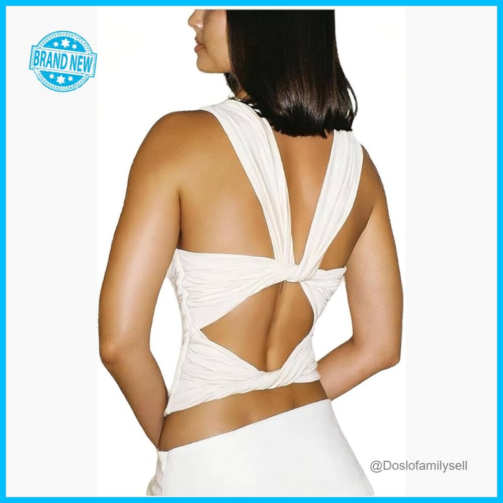 Y2K Open Back Twist Tie Ruched Crop Top Sexy Club Outfit Going Out Top
